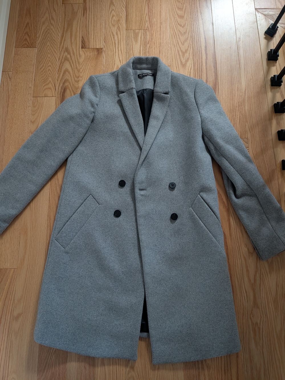 Zara Double-Breasted Grey Wool Blend Overcoat